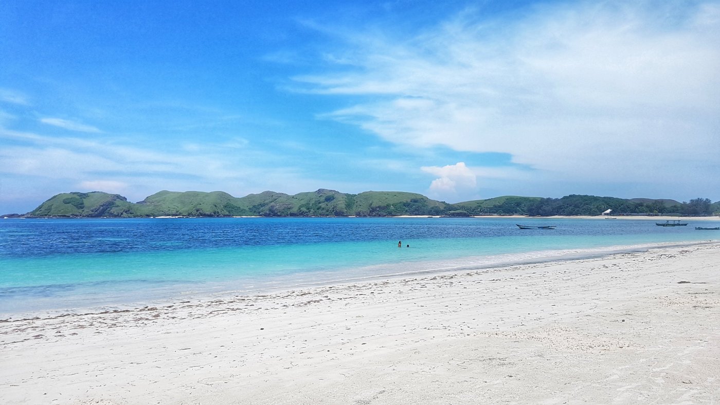 Deserted golden beach in Lombok