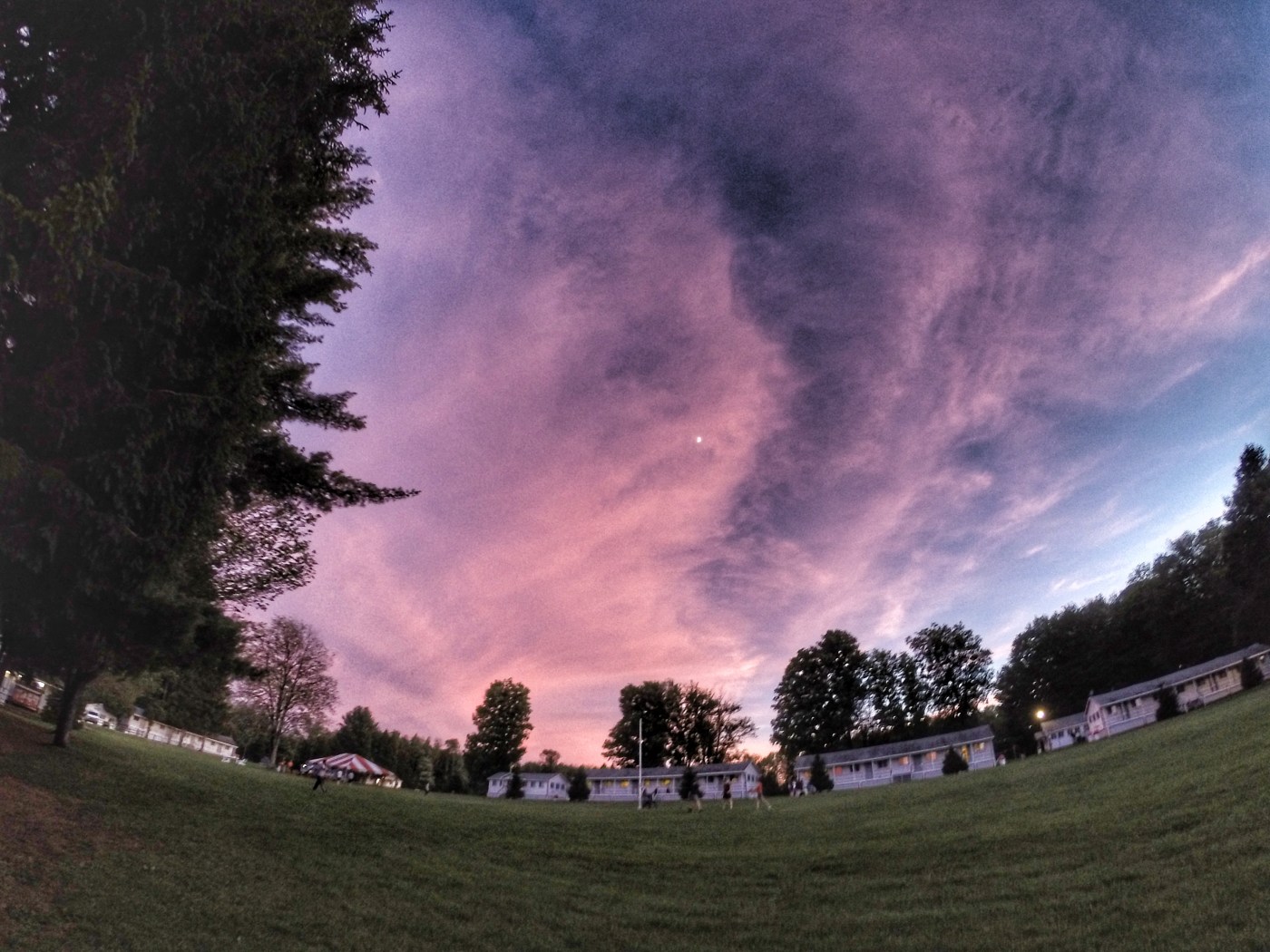 Sunset at camp Cayuga above the quad