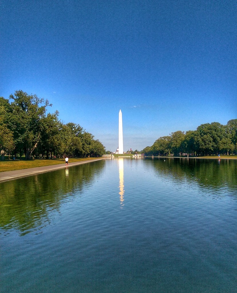 Washington Monument, and the reflecting pool