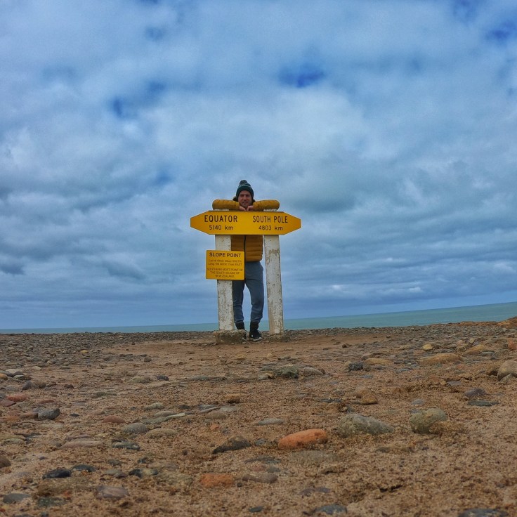 A man at slope point, New Zealand