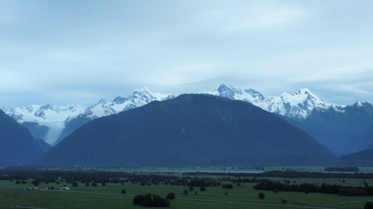 Zoomed in Photo of Fox Glacier, Mt Tasman & Mt Cook