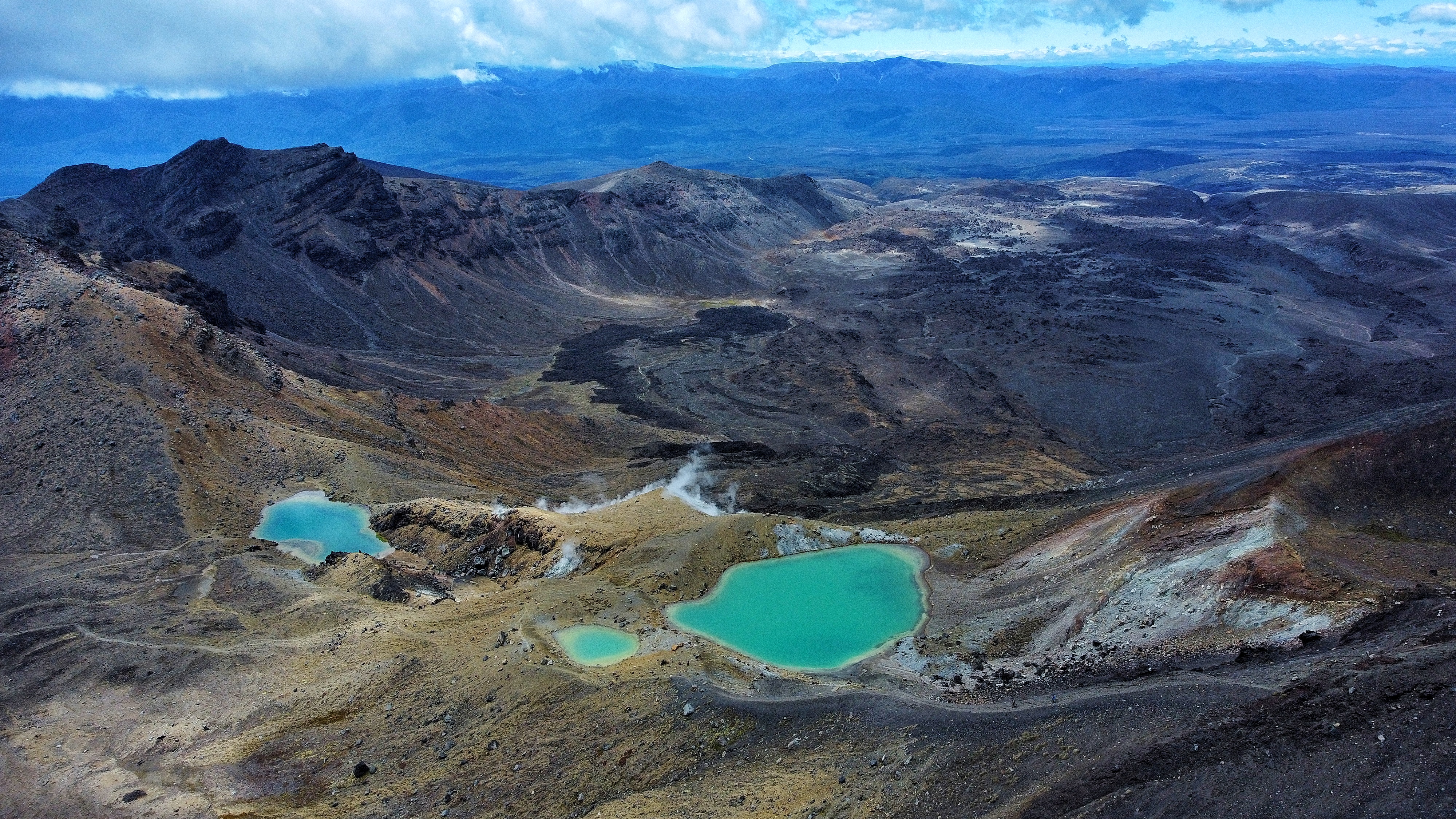 Emerald Lakes and distant landscapes, Tongariro Crossing