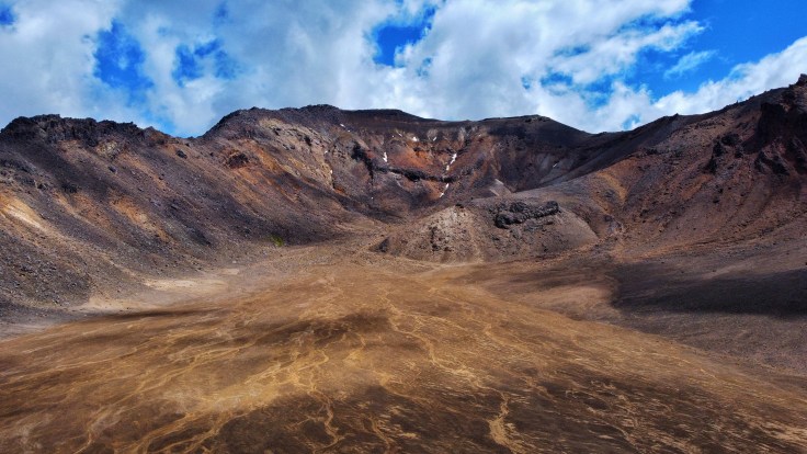 View towards Mt Tongariro, from the saddle