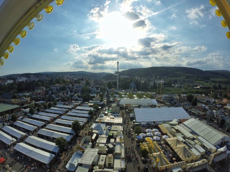 Small German town Oktoberfest viewed from the Ferris Wheel
