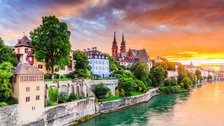 Sunset on the Rhine in Basel