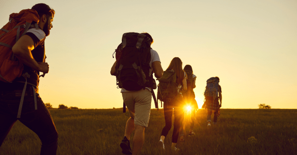 Group of hikers with large backpacks